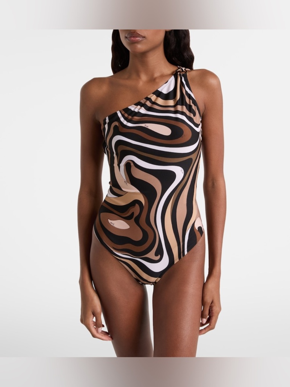 Emilio Pucci Marmo one-shoulder swimsuit Size XS